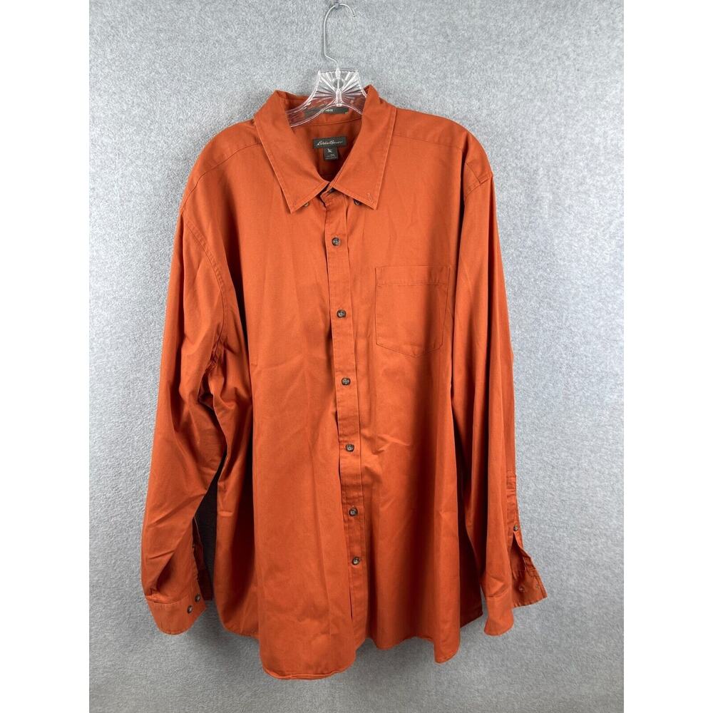 Eddie Bauer Shirt Mens 2XL Orange Long Sleeve Button Down Outdoor Gorpcore